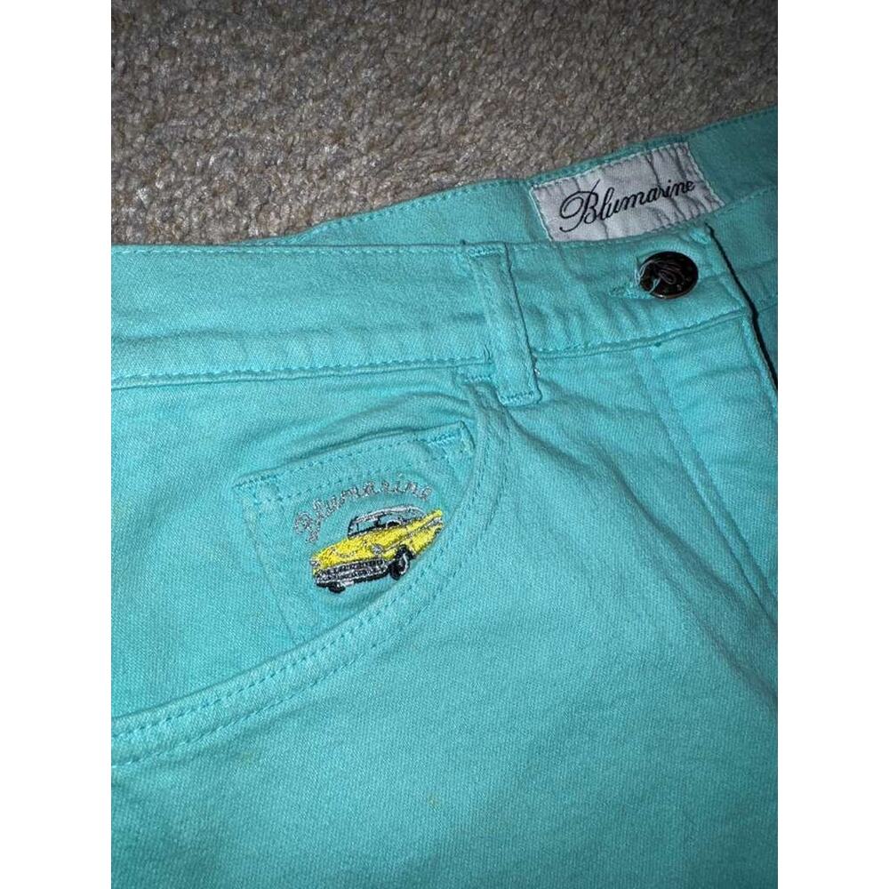 Blumarine Jeans Vintage Car Women's Turquoise Denim Pockets Straight - 26X31.5 - Picture 5 of 11